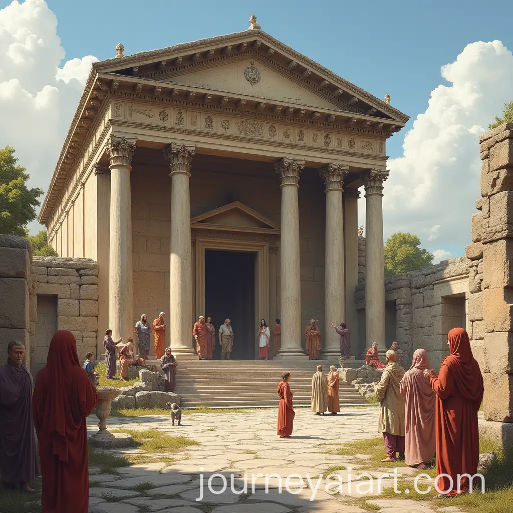 2nd-Century-AD-Roman-Temple-with-Worshippers-Making-Offerings