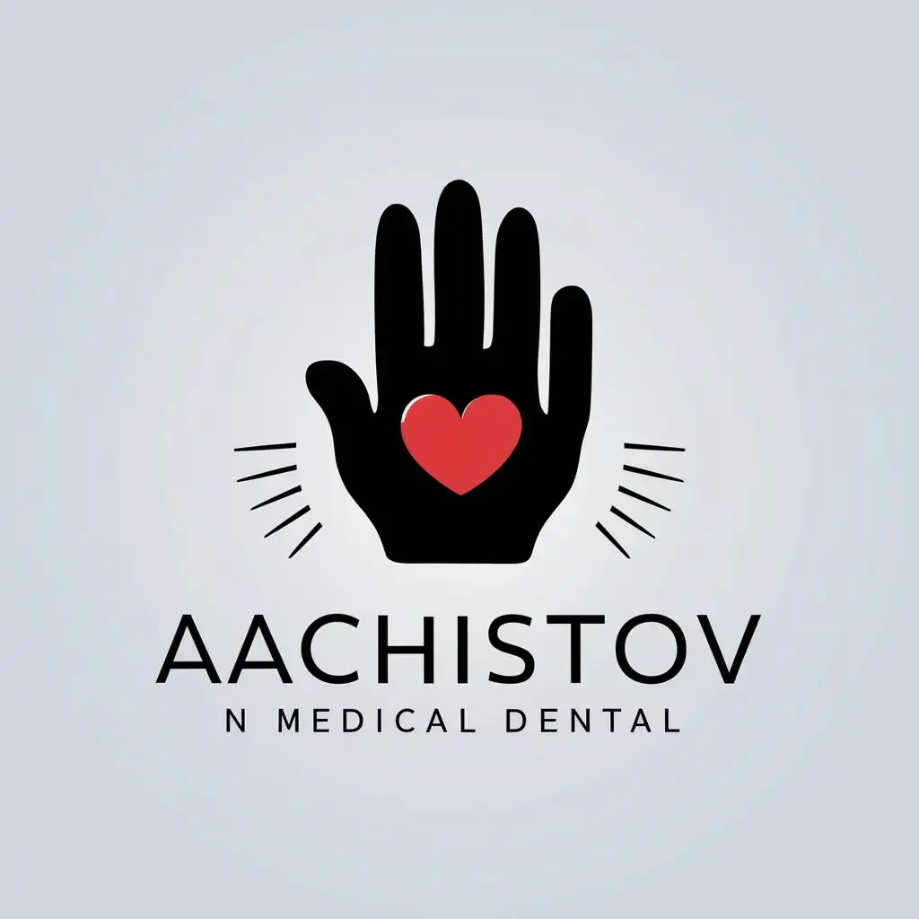 a vector logo design,with the text "AAChistov", main symbol:Palm with heart,Moderate,be used in Medical Dental industry,clear background