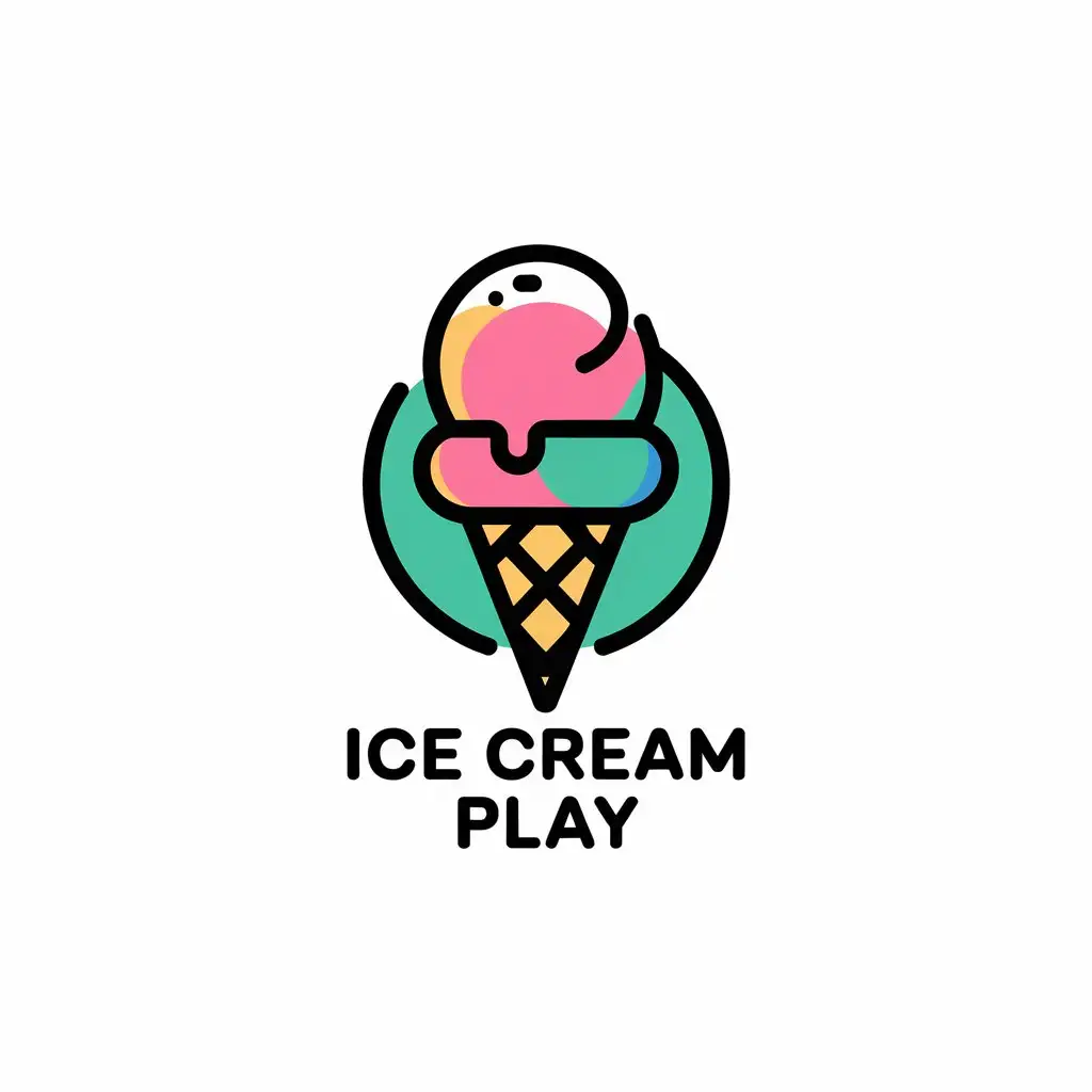 a vector logo design,with the text "Ice cream play", main symbol:ice cream,Moderate,clear background