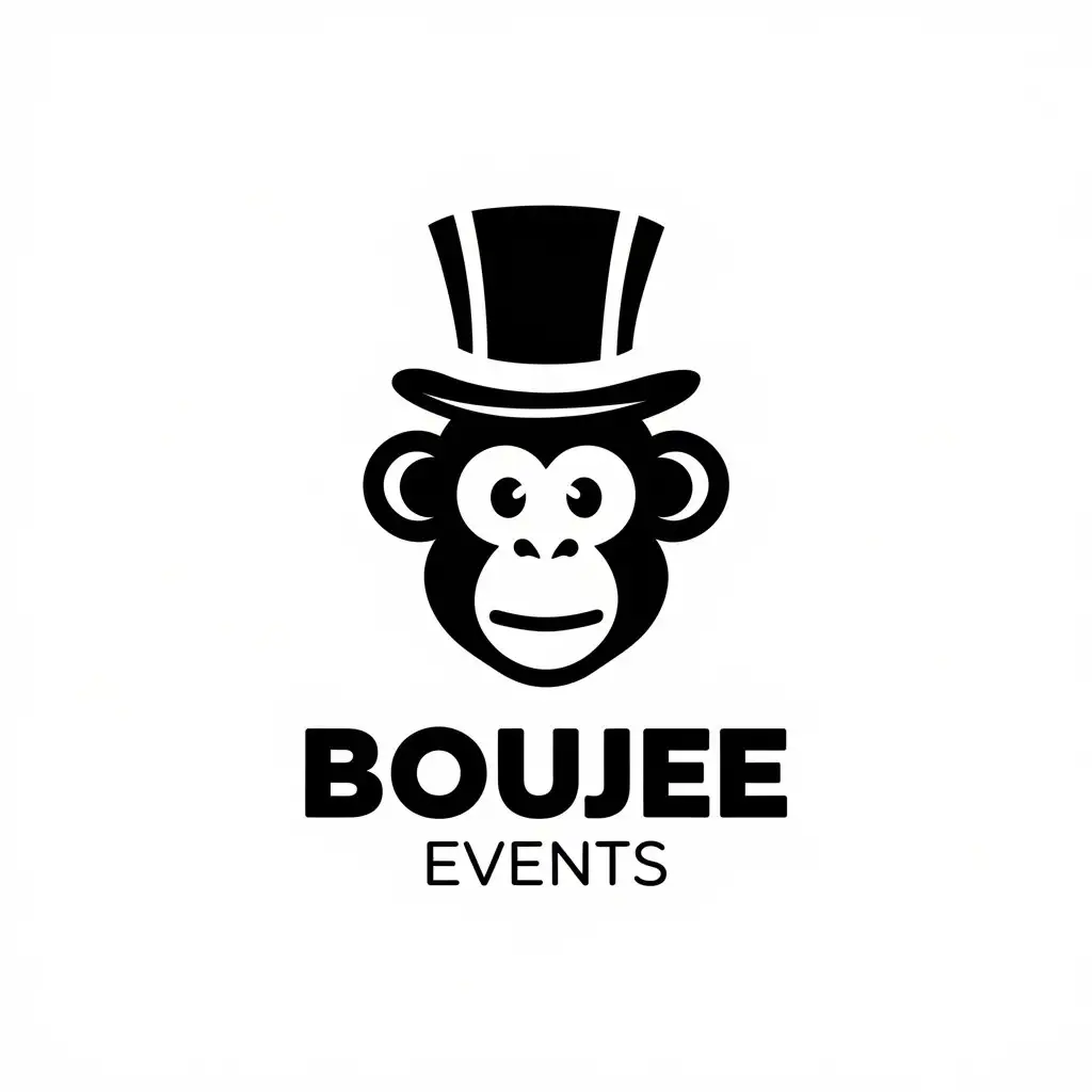 LOGO Design for BoujeeEvents Vector with Monkey Symbol for Entertainment Industry