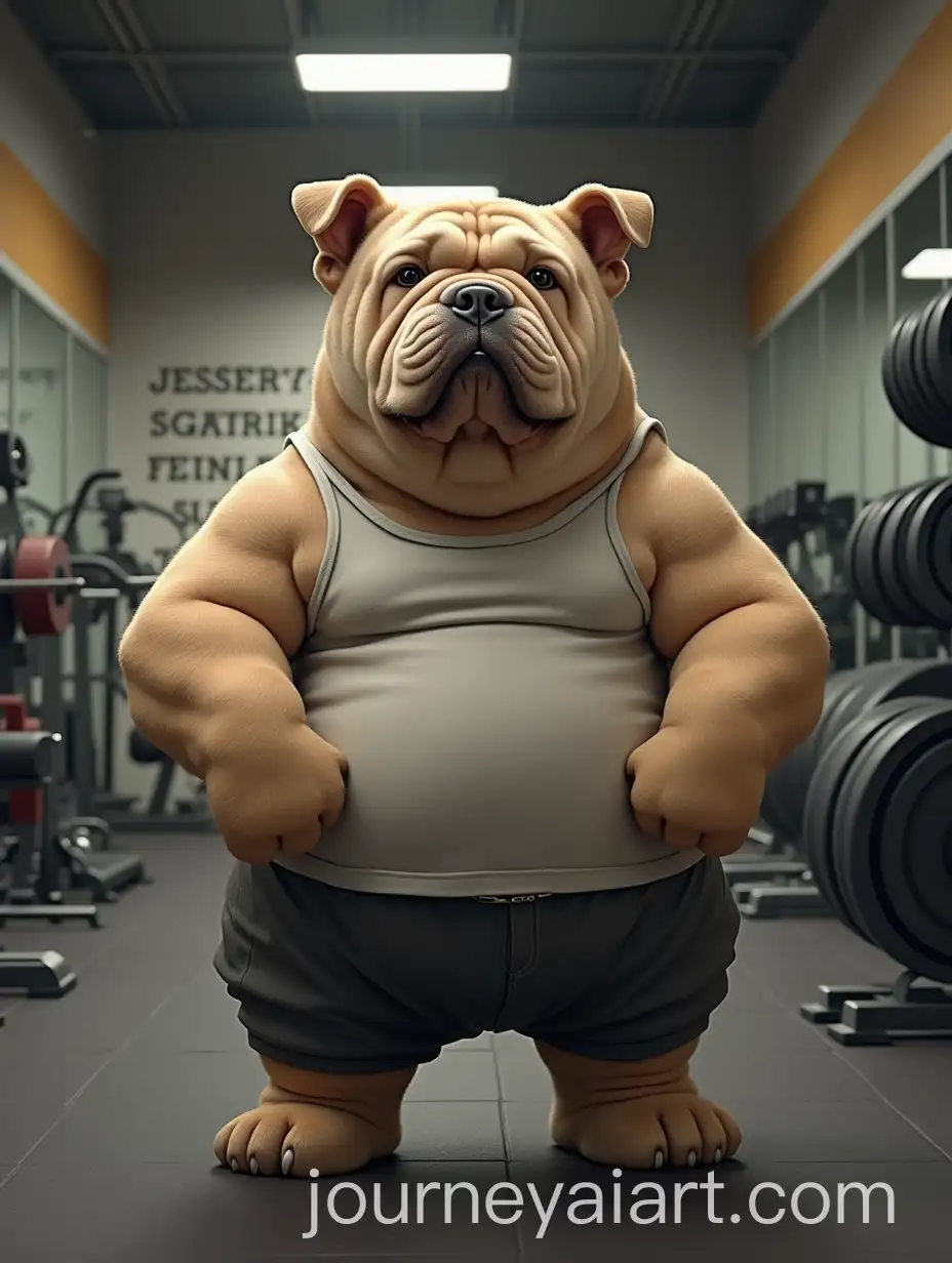 BulkFat-Dog-Starting-Fitness-Journey-in-Gym-with-Motivational-Quote