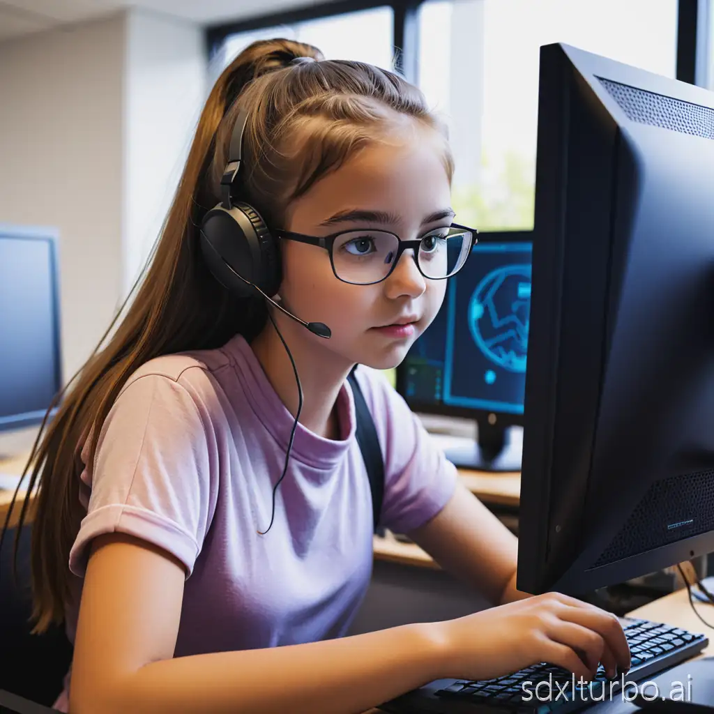 girl working at computer