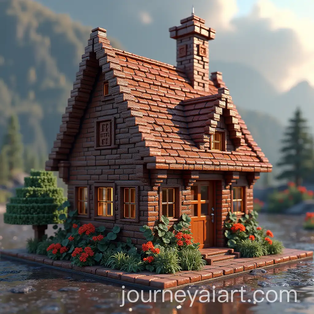 Minecraft-Building-with-Bricks-and-Oxidized-Copper-Blocks