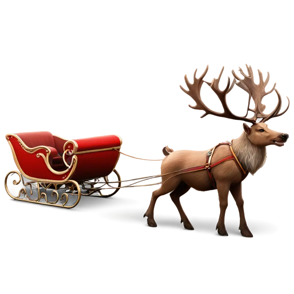 Realistic-Santa-Claus-Sleigh-and-Reindeer-PNG-Image-for-Holiday-Creations