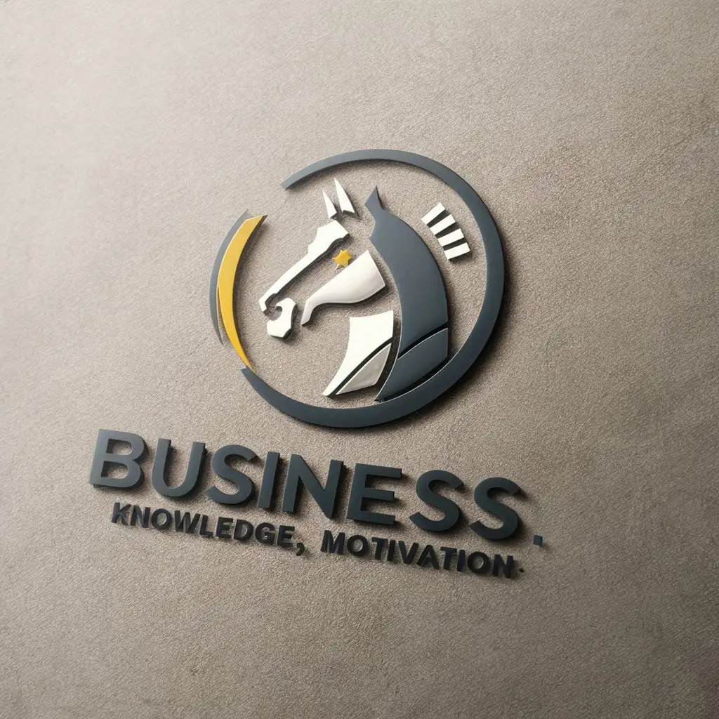 a vector logo design,with the text "Business, knowledge, motivation", main symbol:Horse,Moderate,be used in Finance industry,clear background