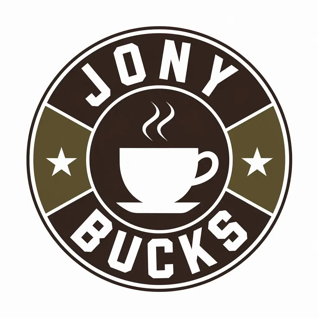 a vector logo design,with the text "JONY BUCKS", main symbol:COFFEE,Moderate,clear background