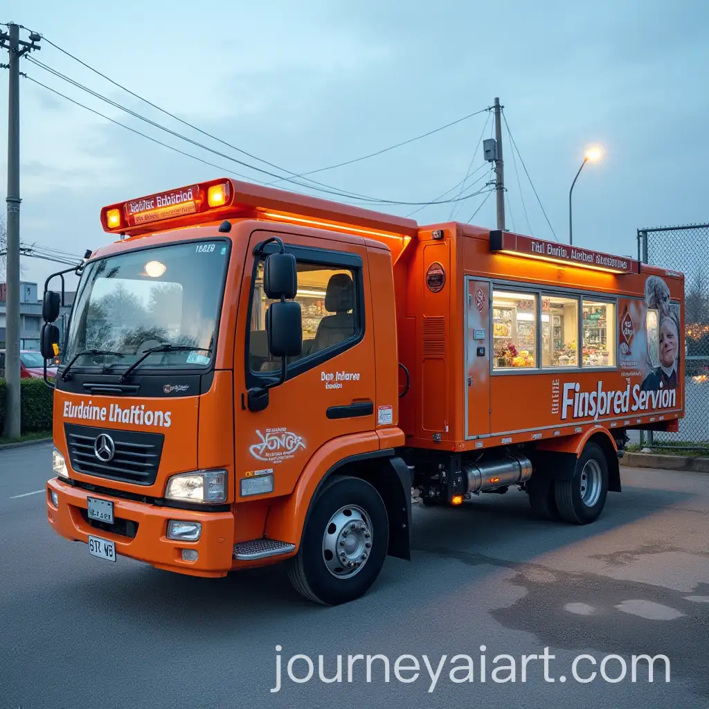 Mobile-Service-Station-at-Sunset-with-Gas-Pumps-and-Vehicles