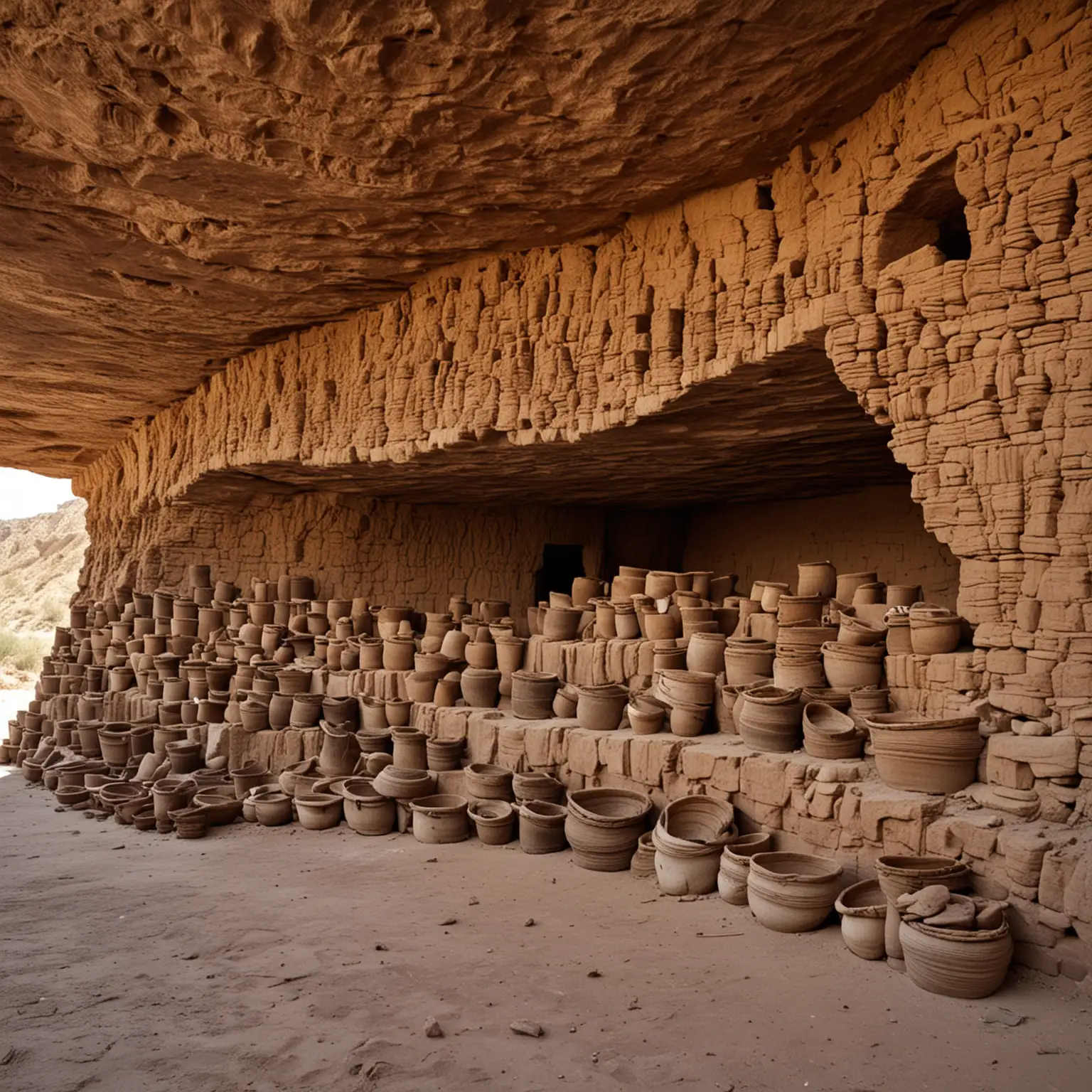 Ancient Burden Baskets in Desert Ravine Alcove