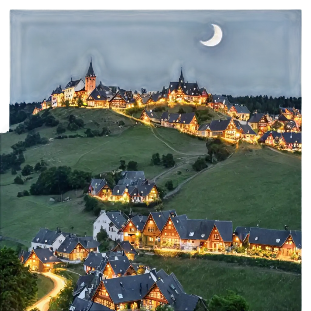 Enchanting-Fairy-Tale-Village-Under-the-Moon-PNG-Image-Captivating-Fantasy-Landscape