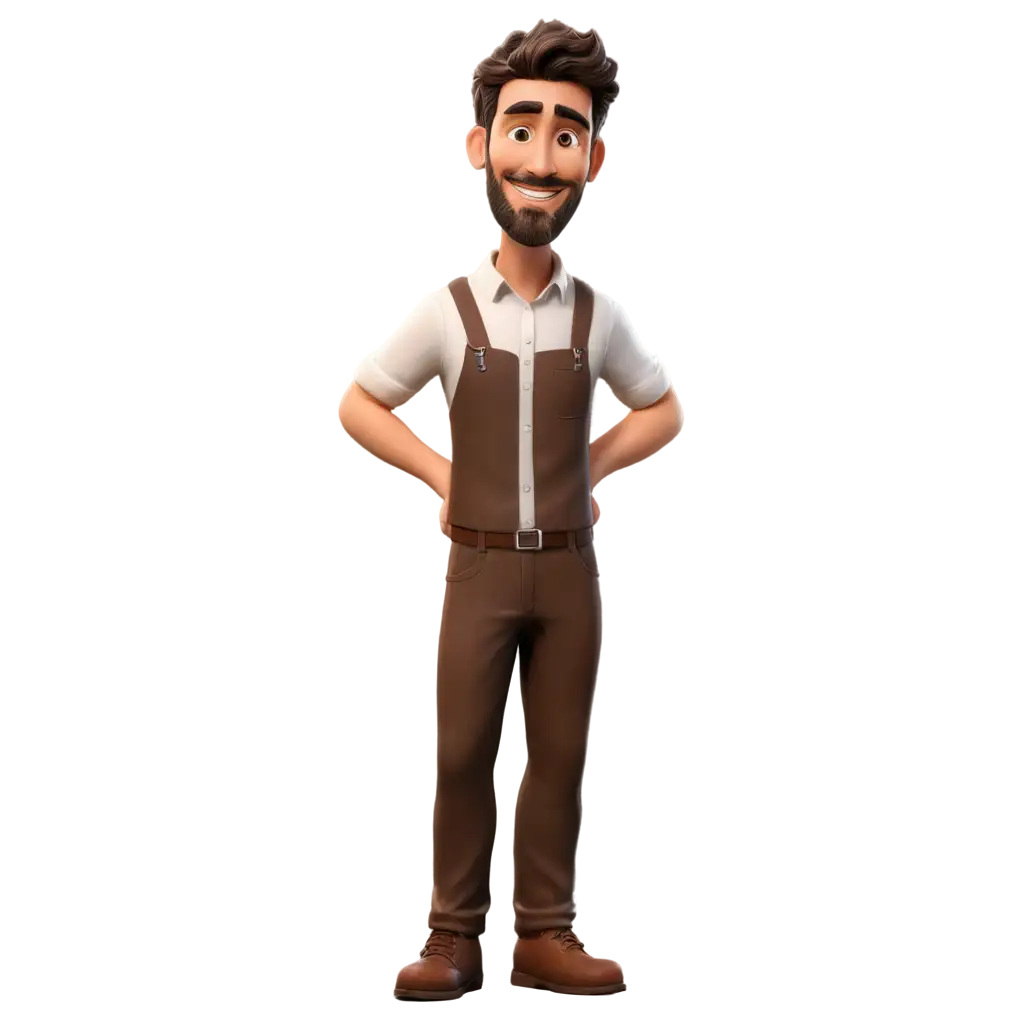 HighQuality-PNG-Image-of-a-Caricatured-Man-in-Dark-Brown-Work-Outfit-for-Versatile-Use