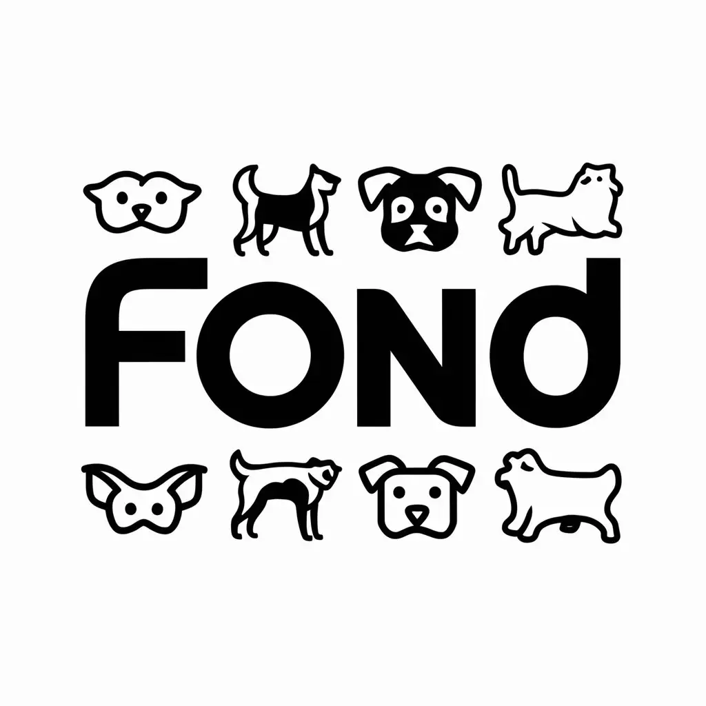 a vector logo design,with the text "FOND", main symbol:our logo should be text based and it should contain pet elements in it. and the text is FOND,complex,be used in Animals Pets industry,clear background