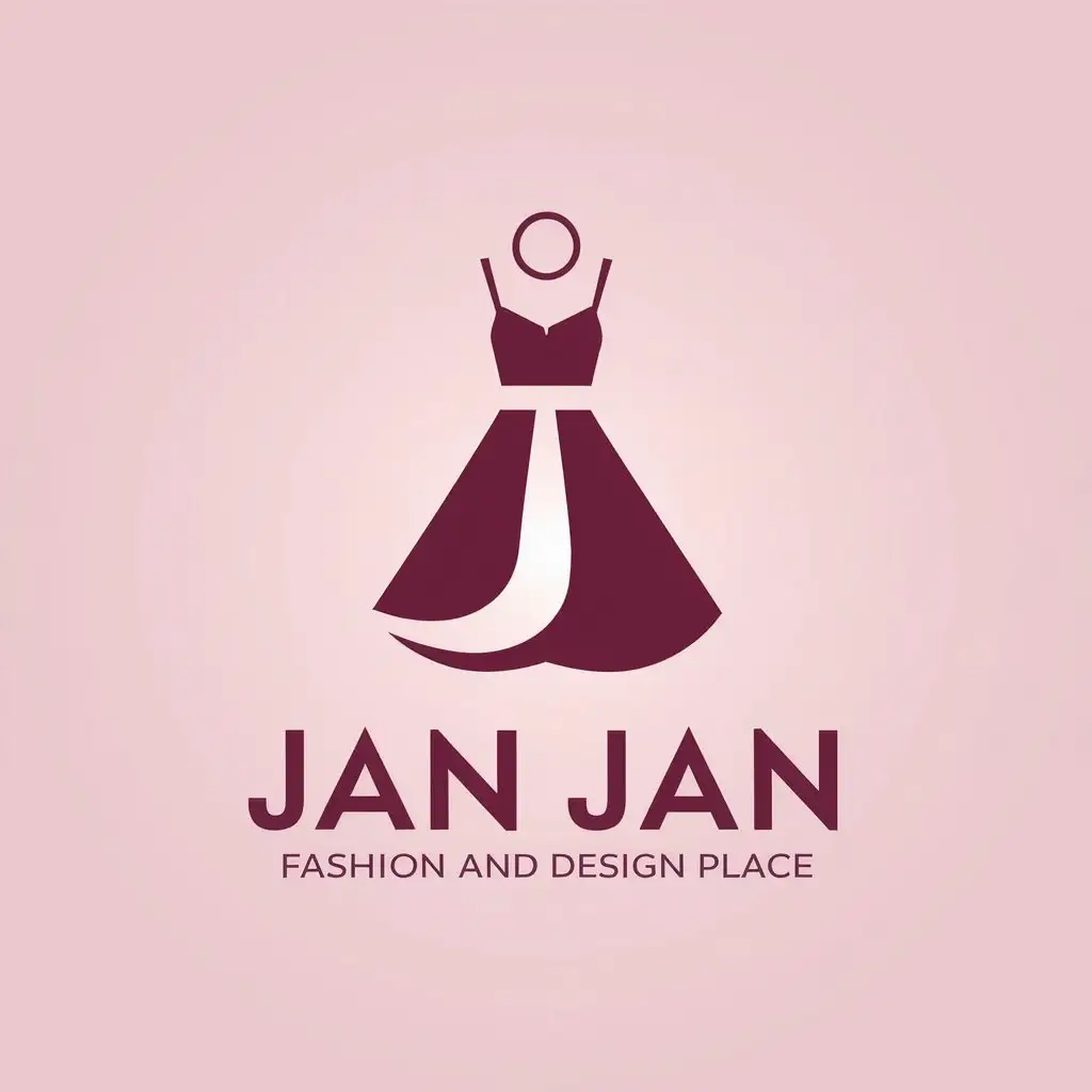 LOGO Design For Jan Jan Fashion and Design Place Girl Dress and J Shape in Vector Style