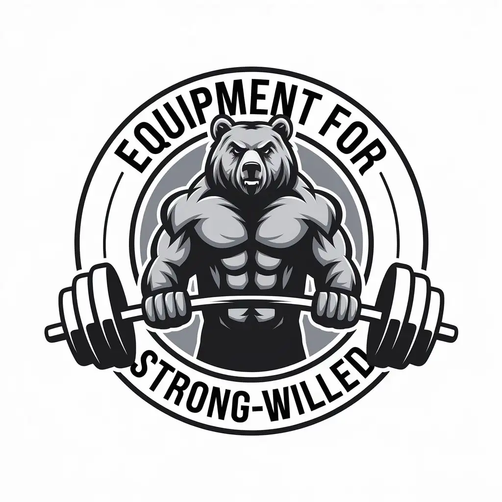 LOGO-Design-for-Equipment-for-StrongWilled-Vector-Bear-Symbol-for-Sports-Fitness