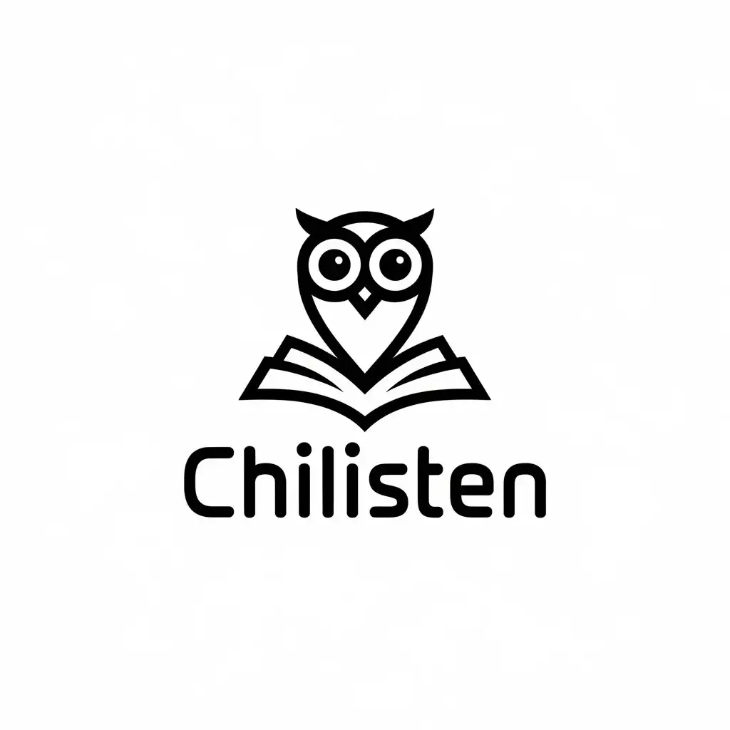 a vector logo design,with the text "Chilisten", main symbol:Owl,Moderate,be used in Education industry,clear background