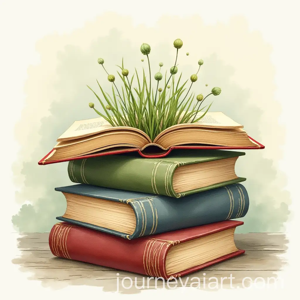 Vintage-Books-with-Plants-Growing-from-Open-Pages-in-Romantic-Victorian-Setting