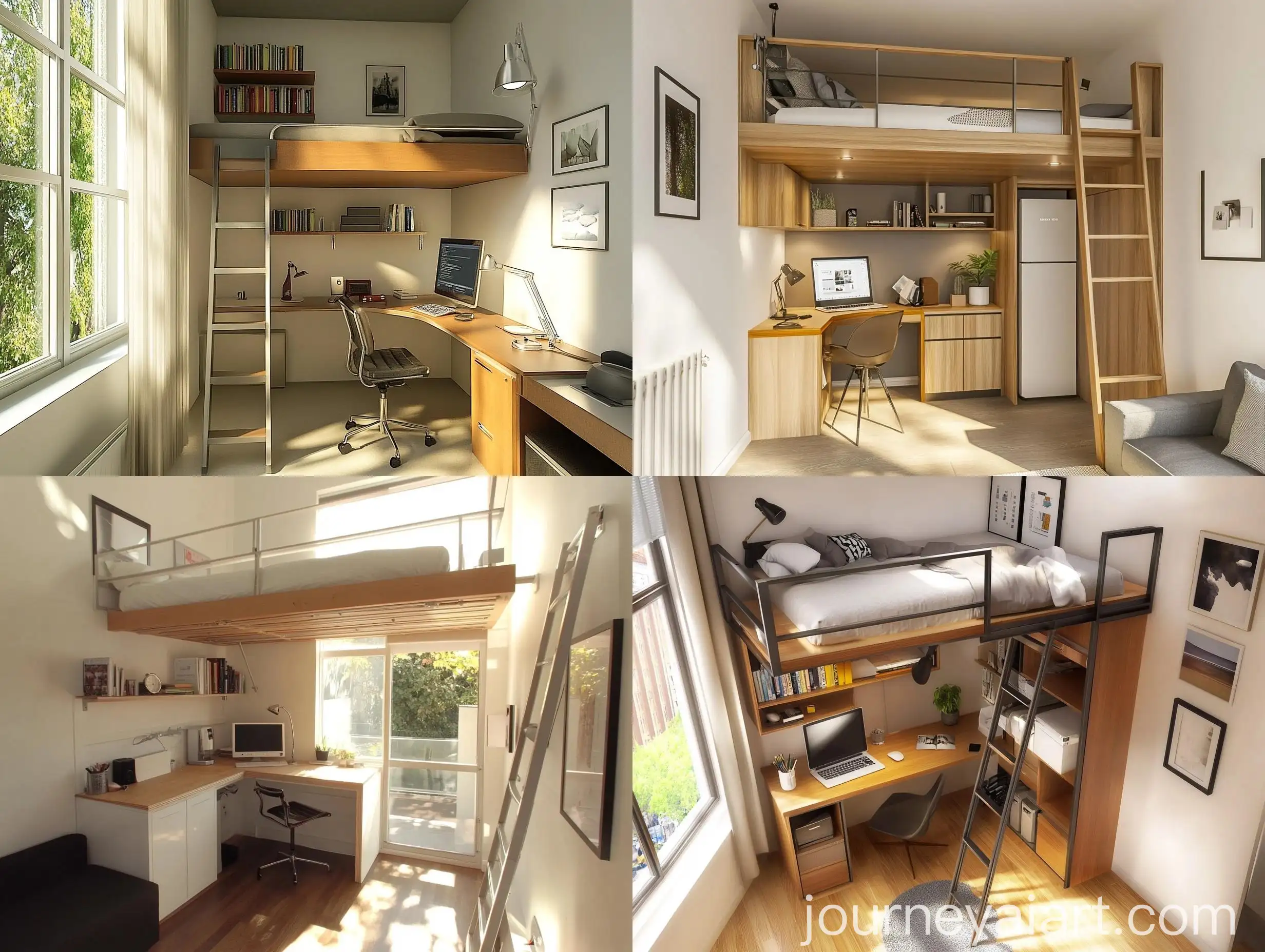 Modern-Single-Person-Workspace-with-Loft-Bed-and-Desk