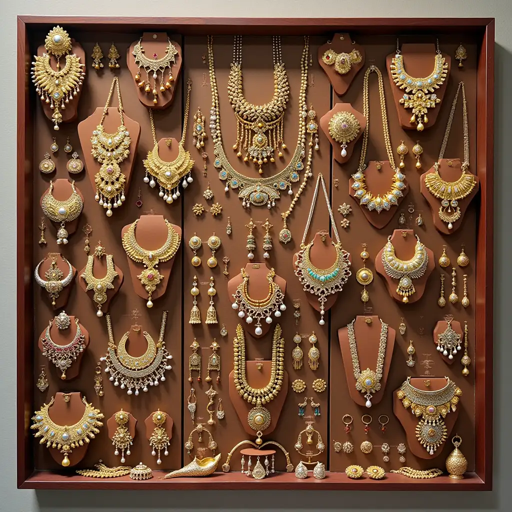 Indian jewellery display in collage