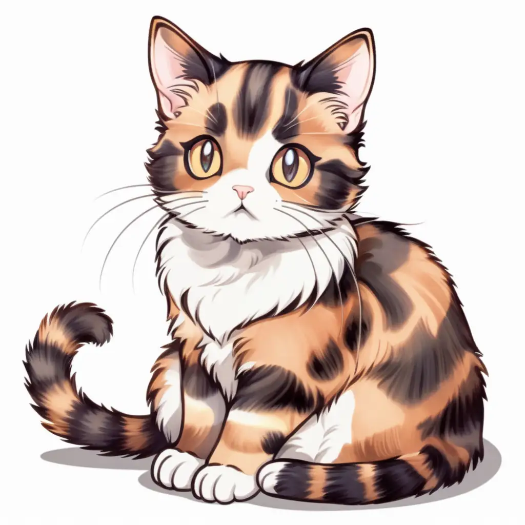 Anime Style Cute Tortoiseshell Cat