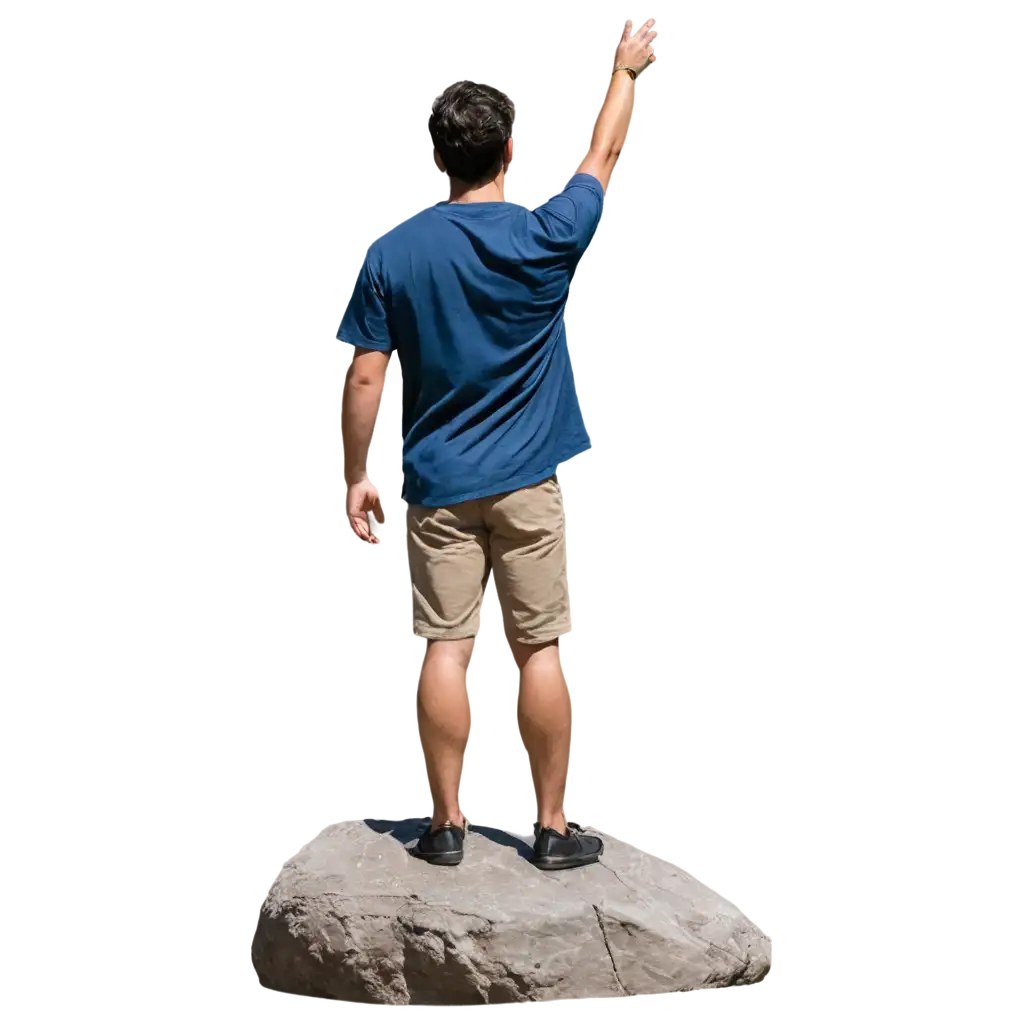 PNG-Image-of-a-Man-Standing-on-a-Rock-and-Pointing-to-the-Sky-Clear-HighQuality-Visual