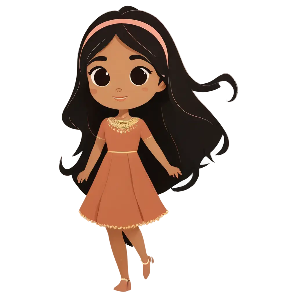 Cute-South-Asian-Girl-Cartoon-PNG-Creative-Image-Illustration