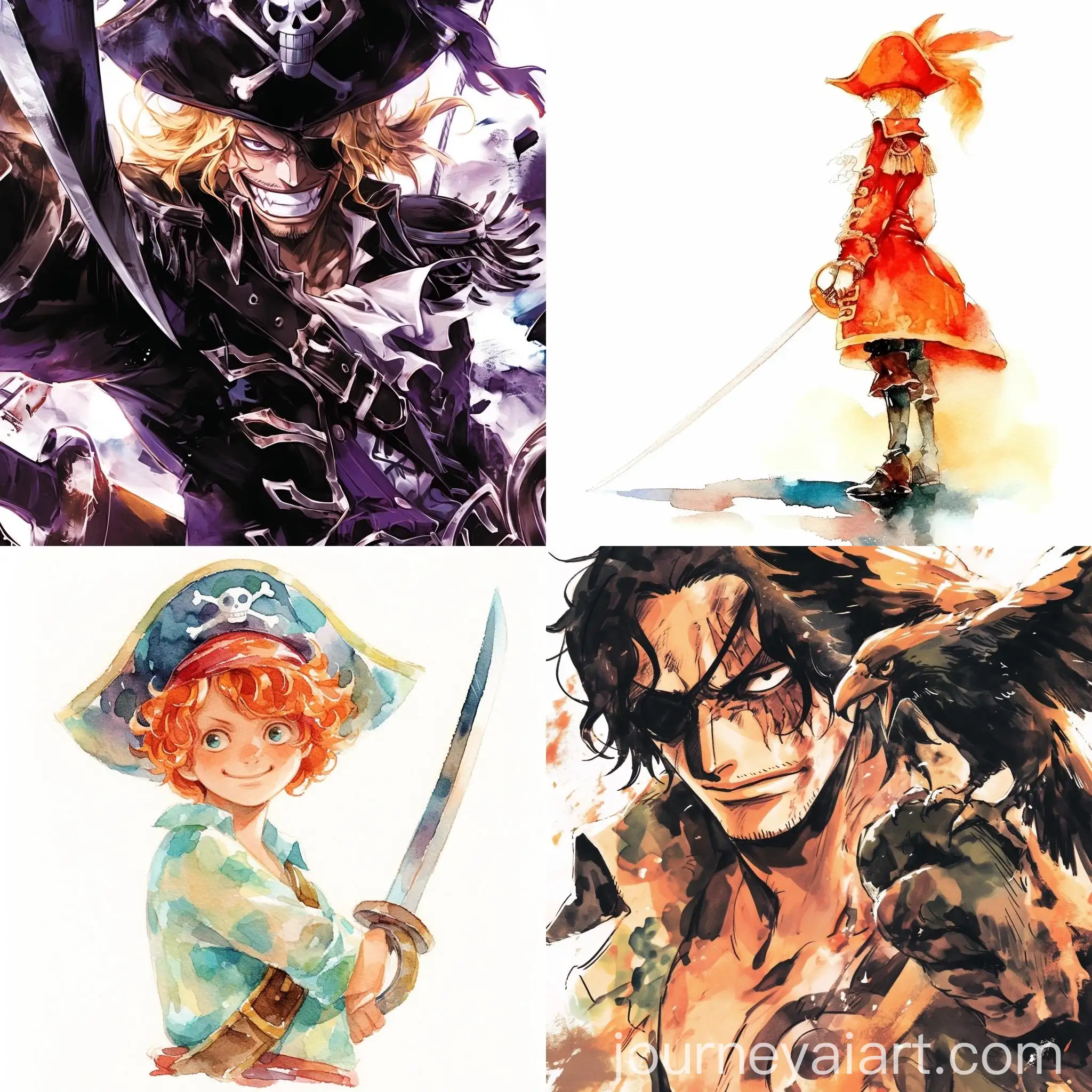 Watercolor-Manga-Pirate-Character-in-Stylized-Clothing