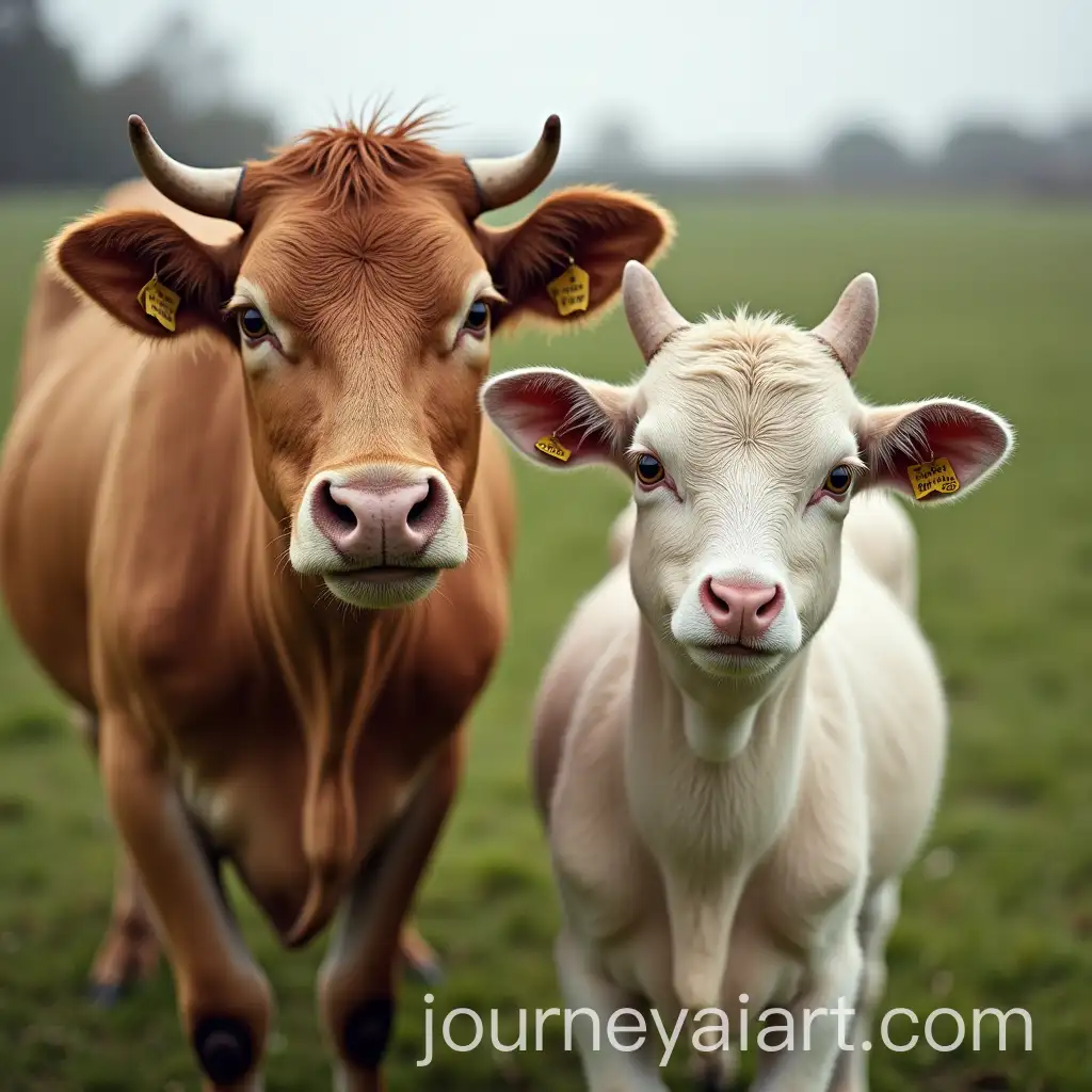 Cow-and-Goat-Together-in-a-Pastoral-Scene