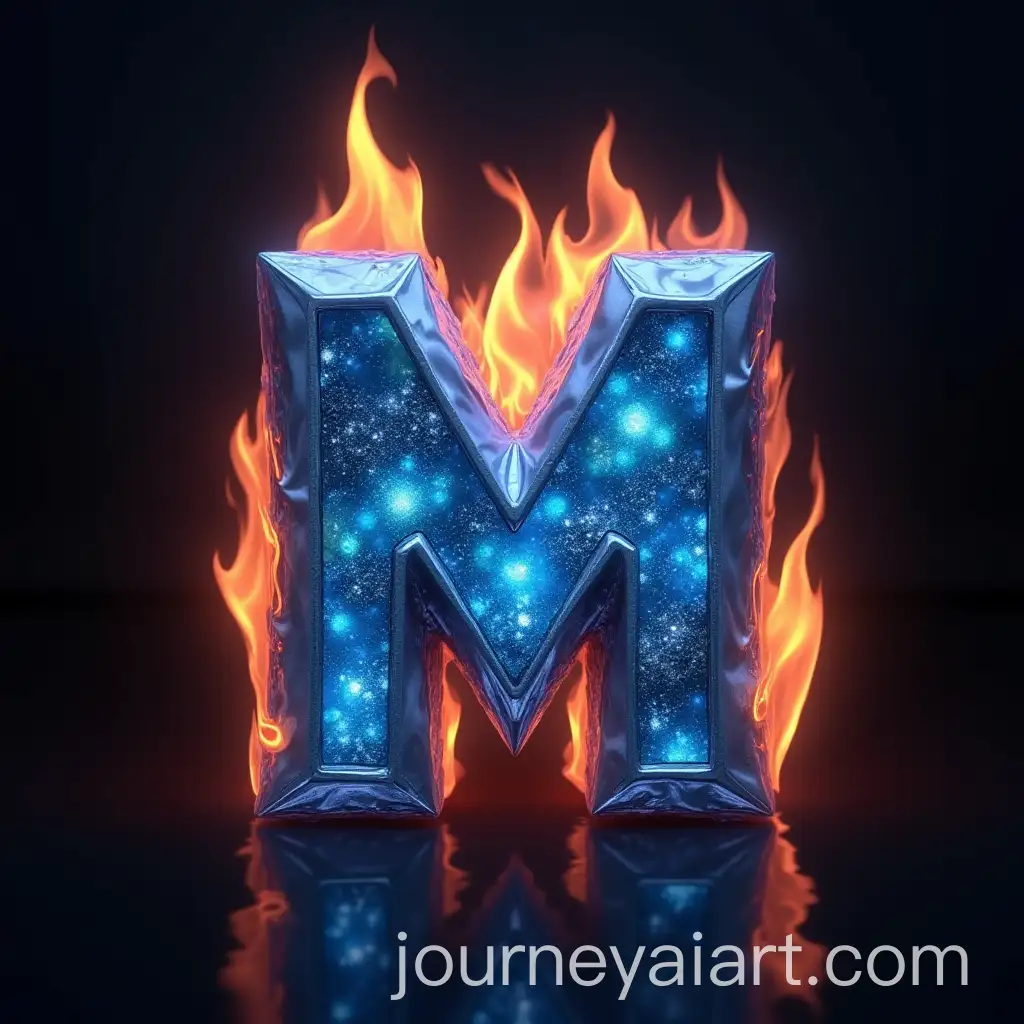 Flaming-Gemstone-with-Letter-M-in-Blues-and-Silvers