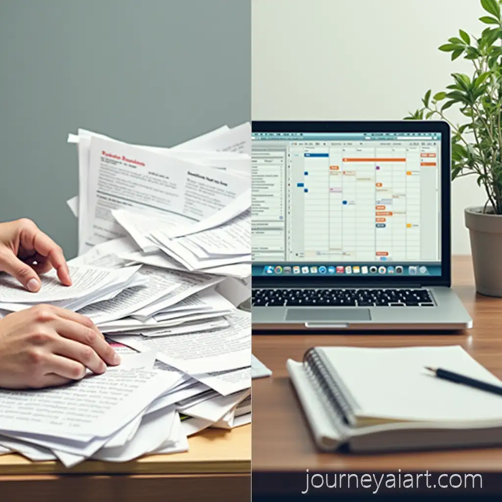 Split-Image-of-Messy-Desk-vs-Organized-Workspace-with-Laptop-and-Calendar