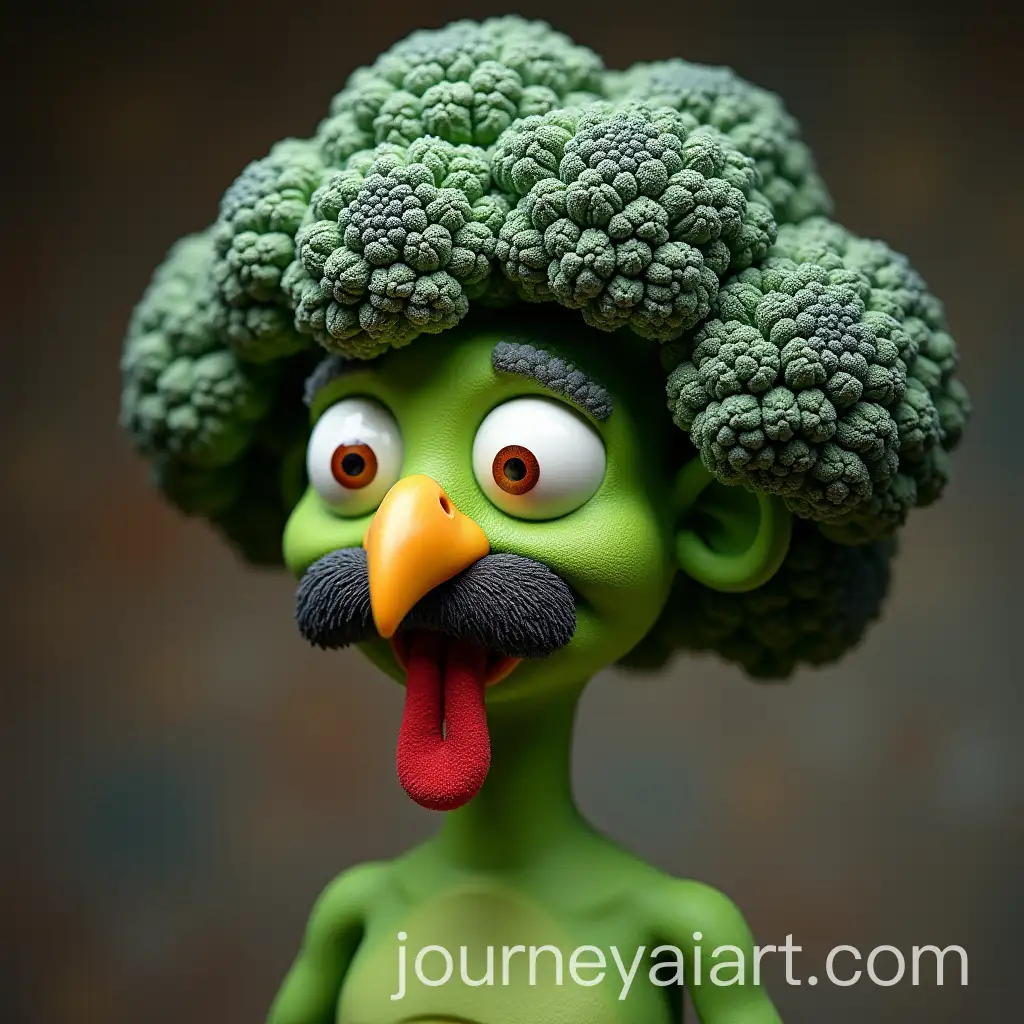 Whimsical-Broccoli-Character-with-Mustache-in-Turkish-Style