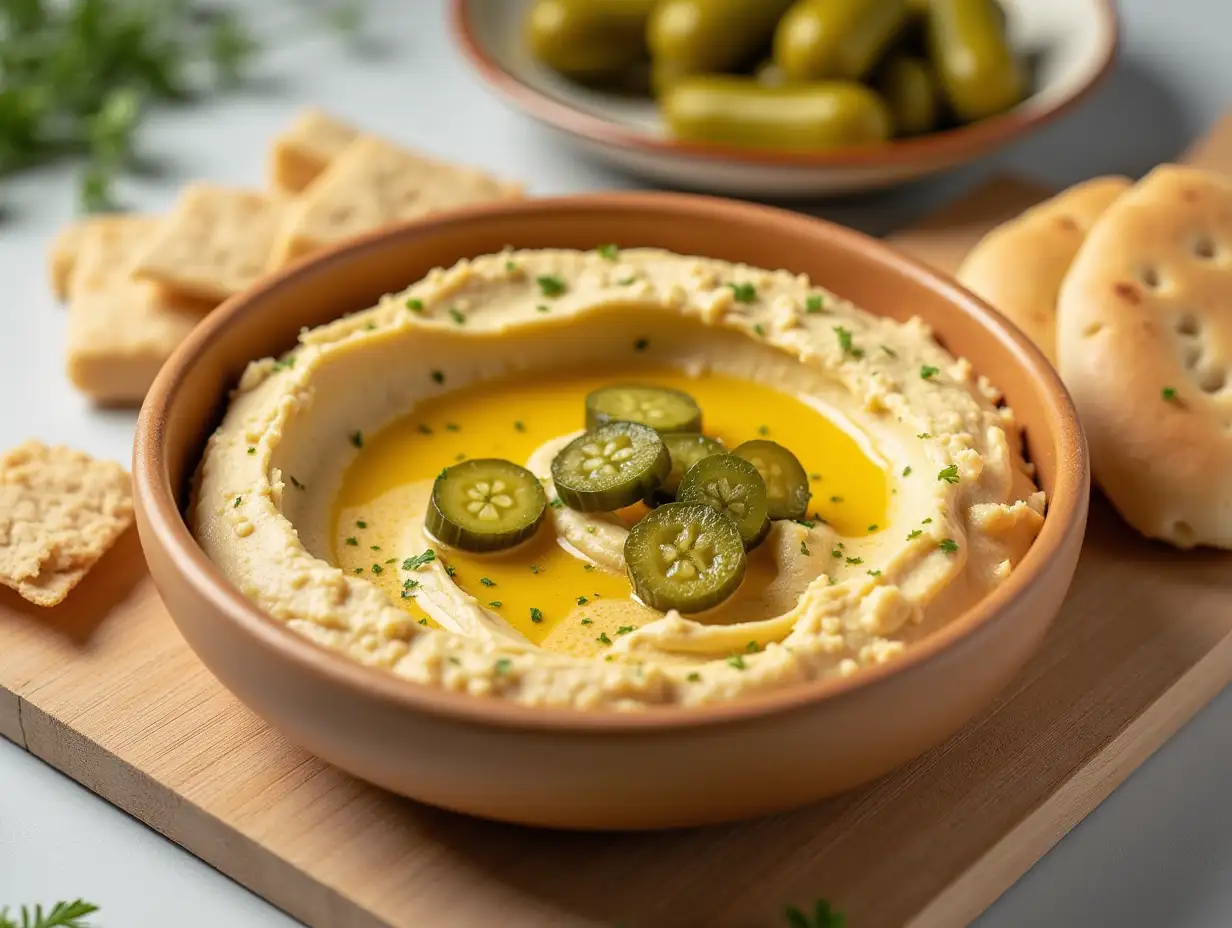 Vibrant-Mediterranean-Spread-Hummus-Pita-Bread-and-Pickled-Veggies