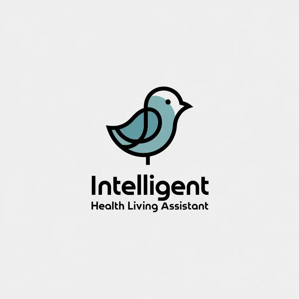 a vector logo design,with the text "intelligent health living assistant", main symbol:small bird,Moderate,be used in Internet industry,clear background