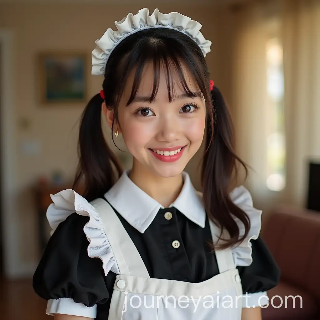 Asian-Young-Housewife-in-Cute-Maid-Costume-with-Halloween-Prank