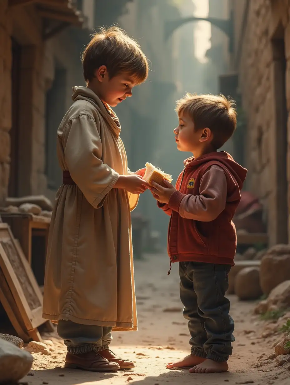 Child-Sharing-Bread-with-a-Hungry-Beggar