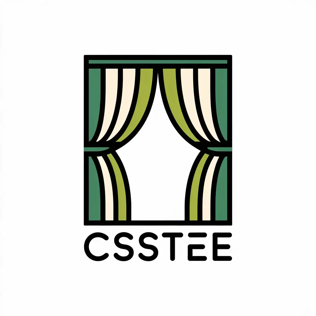 a vector logo design,with the text "Csstee", main symbol:Curtains,Moderate,clear background