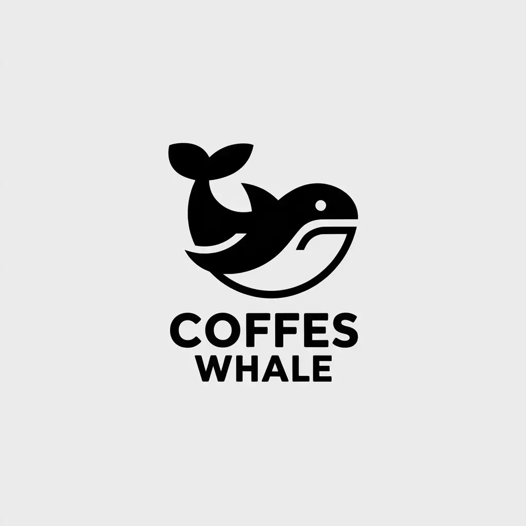 LOGO Design for Coffees Whale Minimalistic Shark and Coffee Symbol for Restaurant Industry