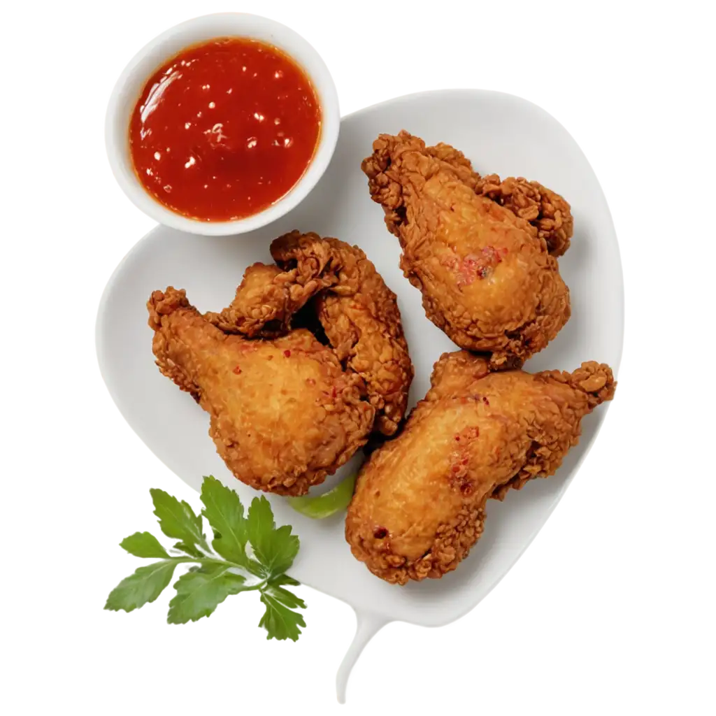 Fried-Chicken-with-Ketchup-Chilli-and-Garlic-Sauce-PNG-Image-for-Digital-Art-and-Design