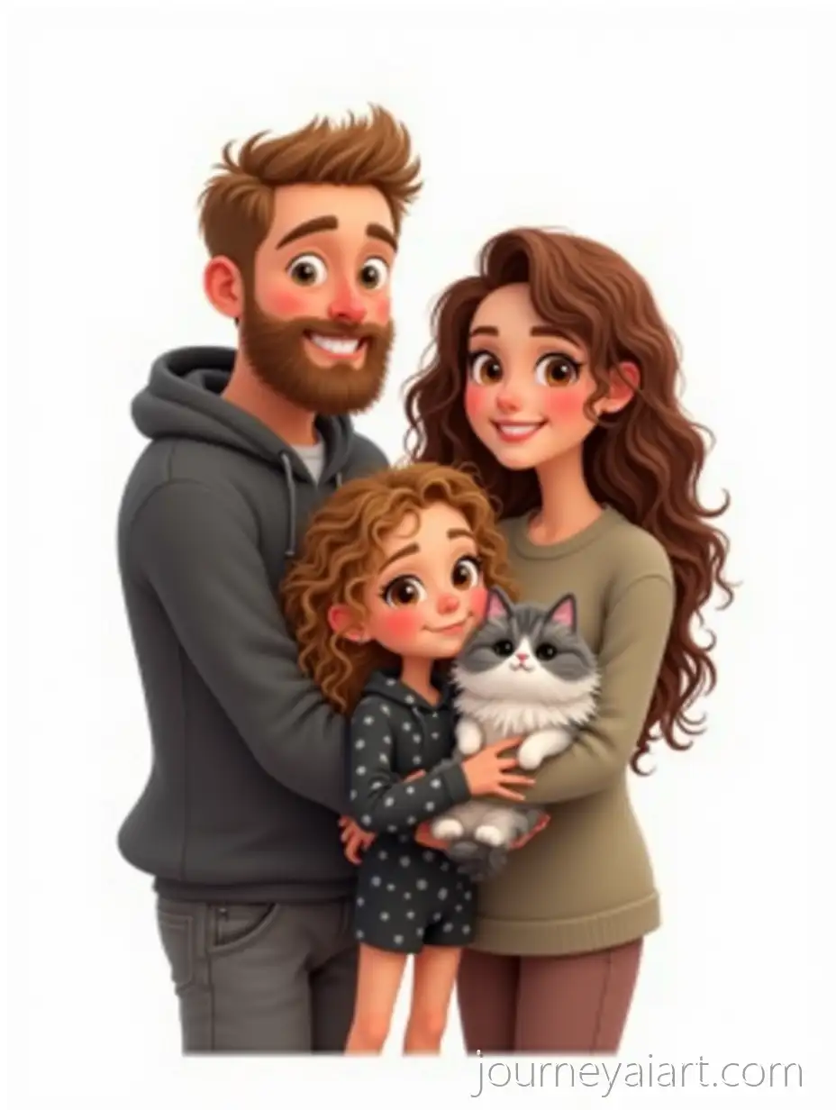 Family-Portrait-with-Persian-CatAI-Art-Prompt-Expansion-Mother-Father-and-Daughter-in-RealisticCartoon-Style