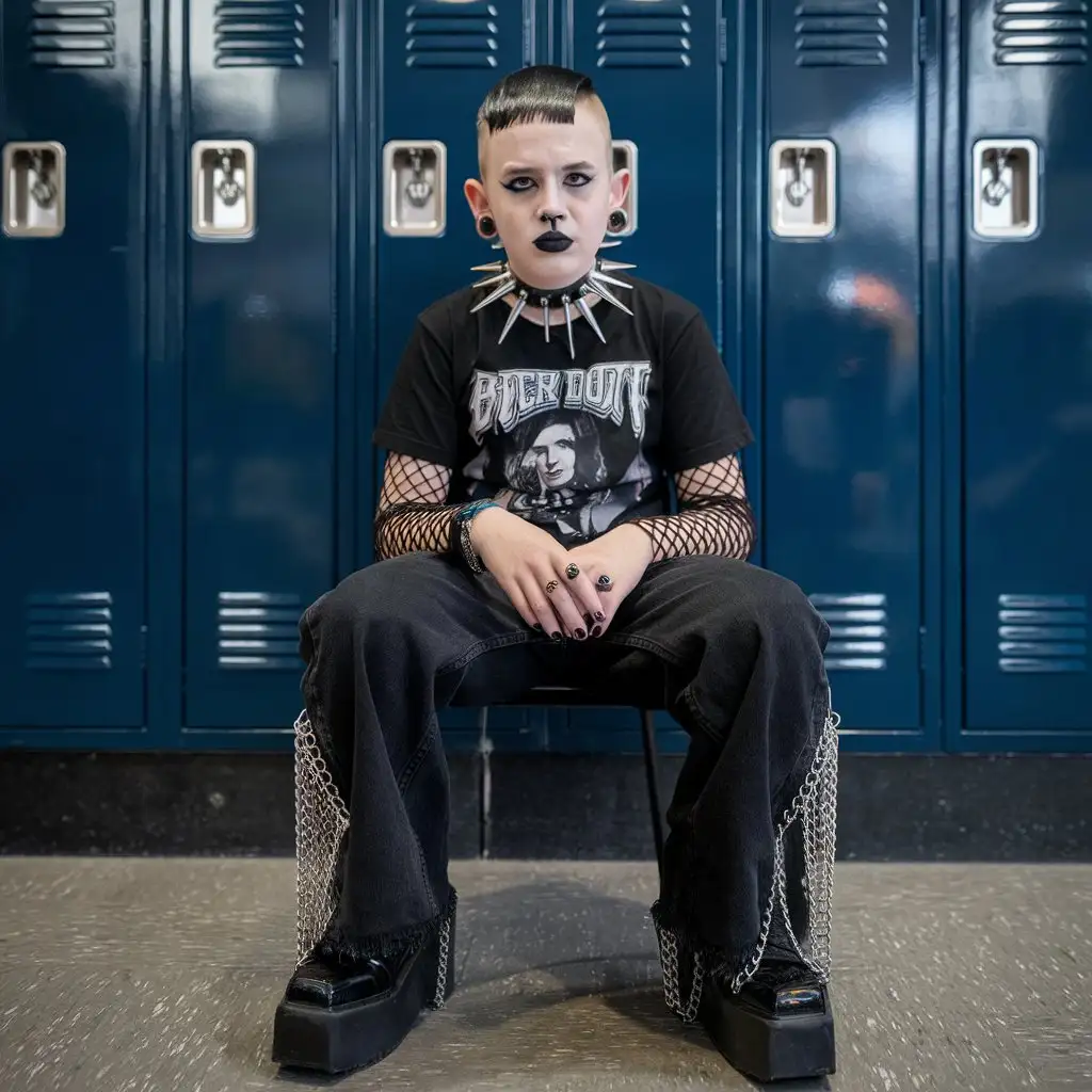 Goth-Boy-Surrounded-by-Bullies-at-School-Locker