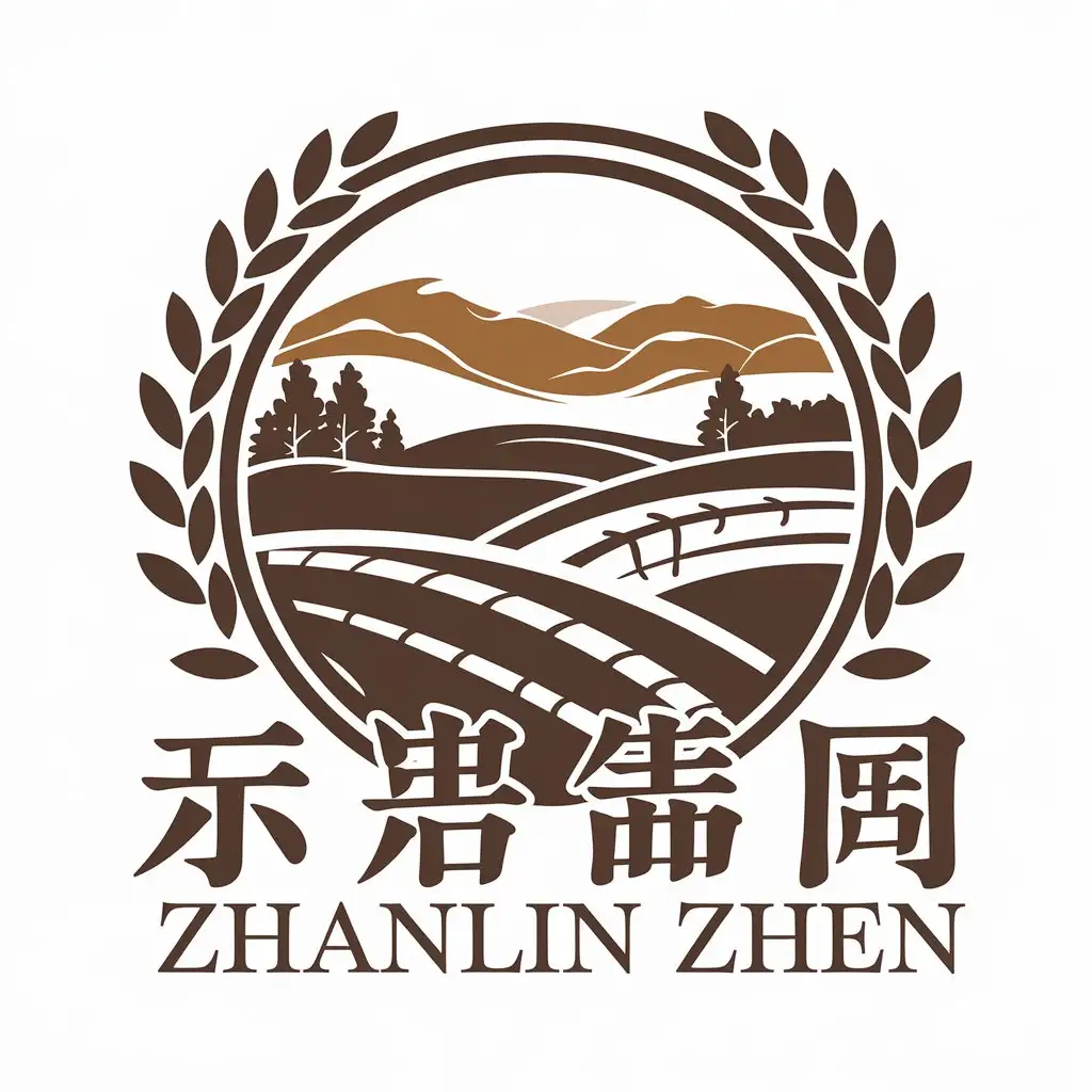 a vector logo design,with the text "Zhanlin Zhen", main symbol:Beautiful countryside, weaving,Moderate,be used in apparel industry industry,clear background