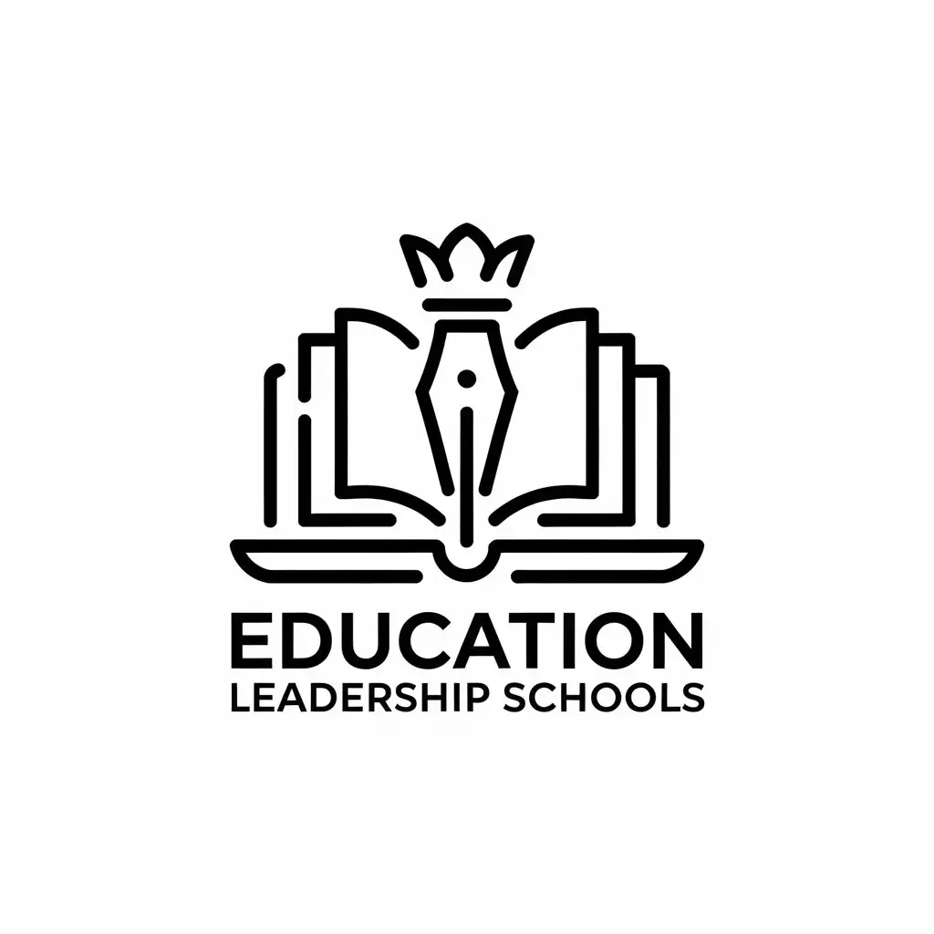 LOGO Design for Education Leadership Schools Minimalistic Vector with Pen Book Laptop and Crown Theme