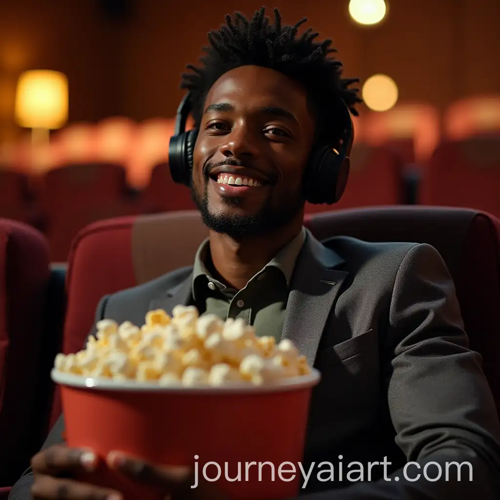 Handsome-Young-Man-in-StylishAI-Image-Prompt-Expansion-Clothes-Relaxing-with-Popcorn-and-Headphones