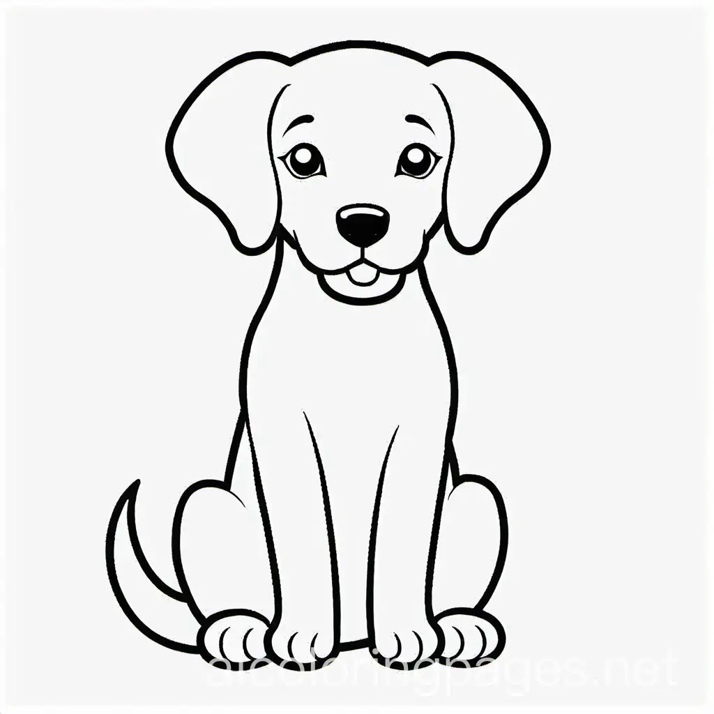 dog outline, Coloring Page, black and white, line art, white background, Simplicity, Ample White Space. The background of the coloring page is plain white to make it easy for young children to color within the lines. The outlines of all the subjects are easy to distinguish, making it simple for kids to color without too much difficulty