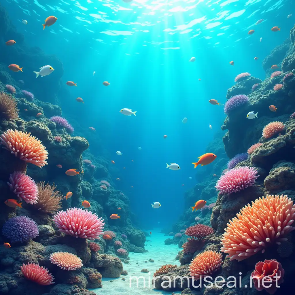 Colorful Coral Reef with Fish and Marine Life