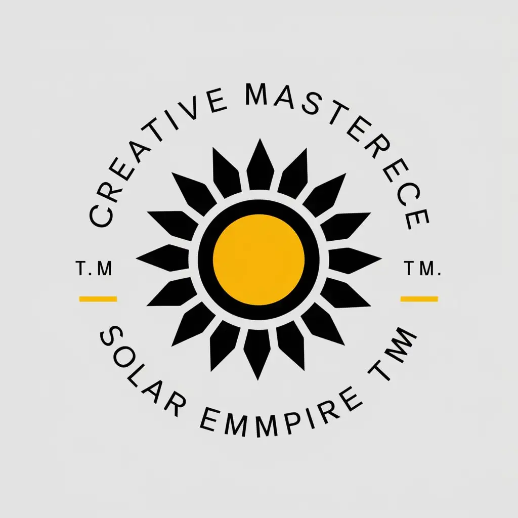 a vector logo design,with the text "Creative Masterpiece Solar Empire Solim TM", main symbol:Sun,complex,be used in Others industry,clear background