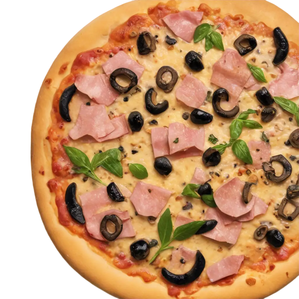 Delicious-PNG-Image-of-Pizza-with-Ham-Mushrooms-and-Herbs-for-Culinary-Creativity