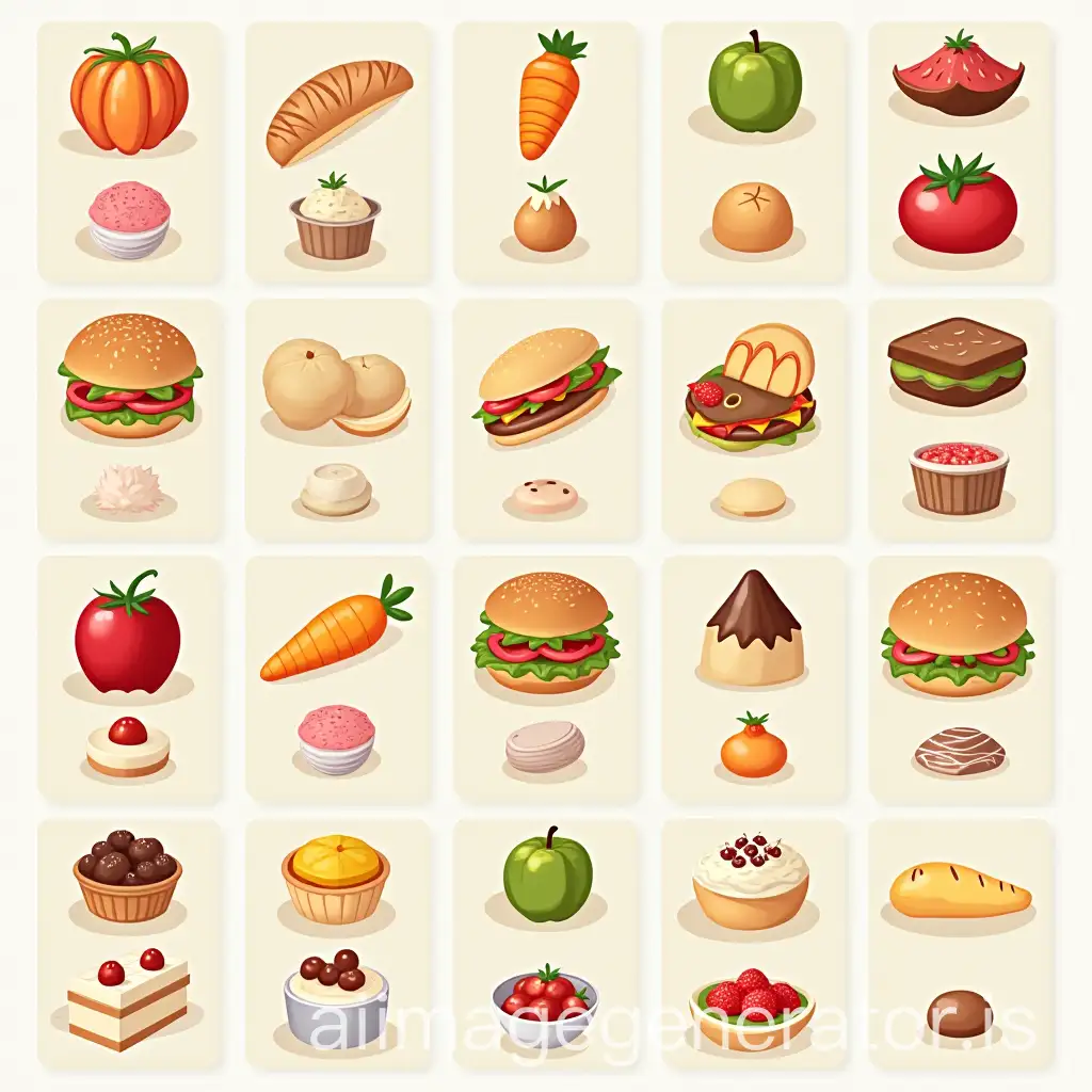 Sheet-of-20-Different-Food-Cards-for-Educational-or-Collectible-Use