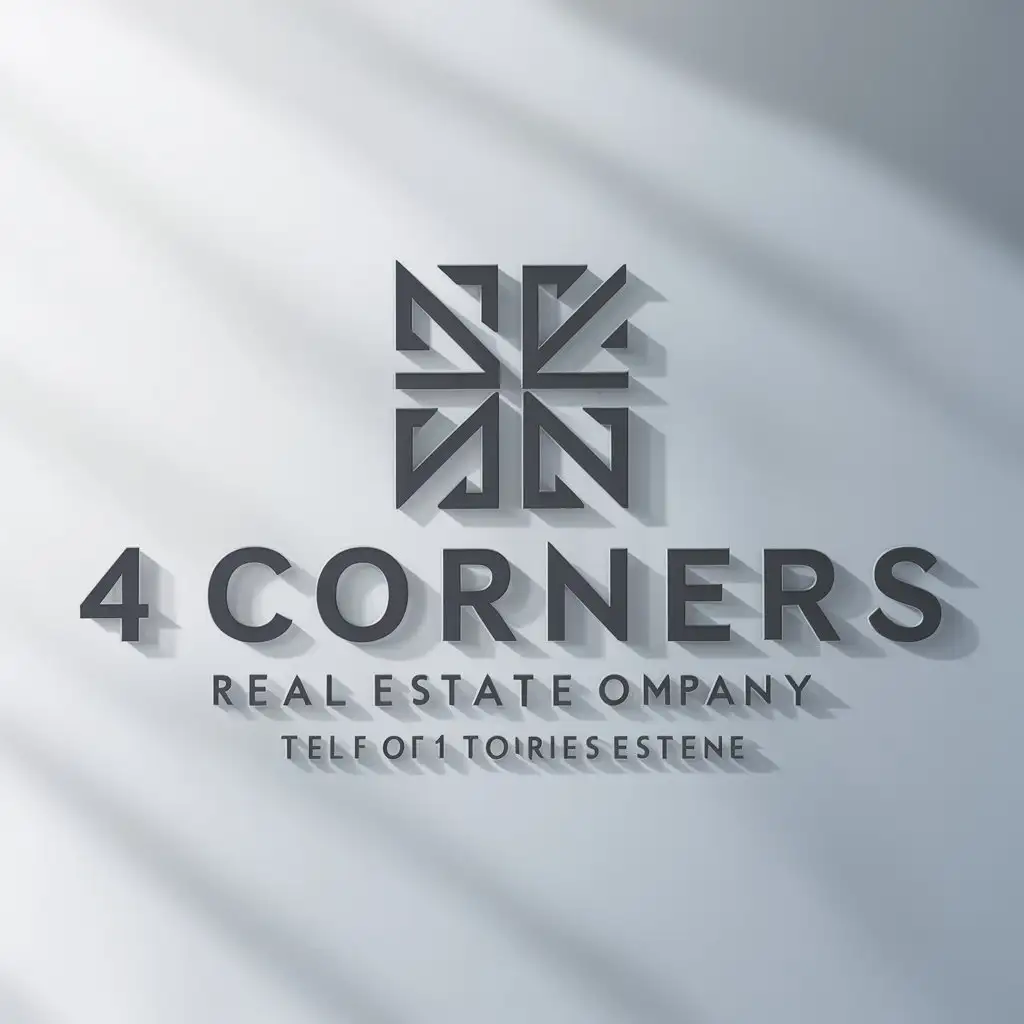 a logo design,with the text "4 corners", main symbol:four corners,Moderate,be used in Real Estate industry,clear background