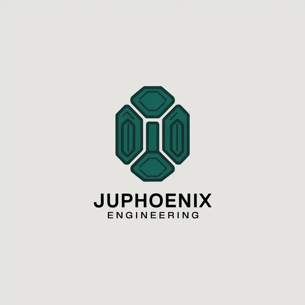 LOGO Design for JuPhoenix Engineering Minimalistic Jade Symbol for Technology Industry