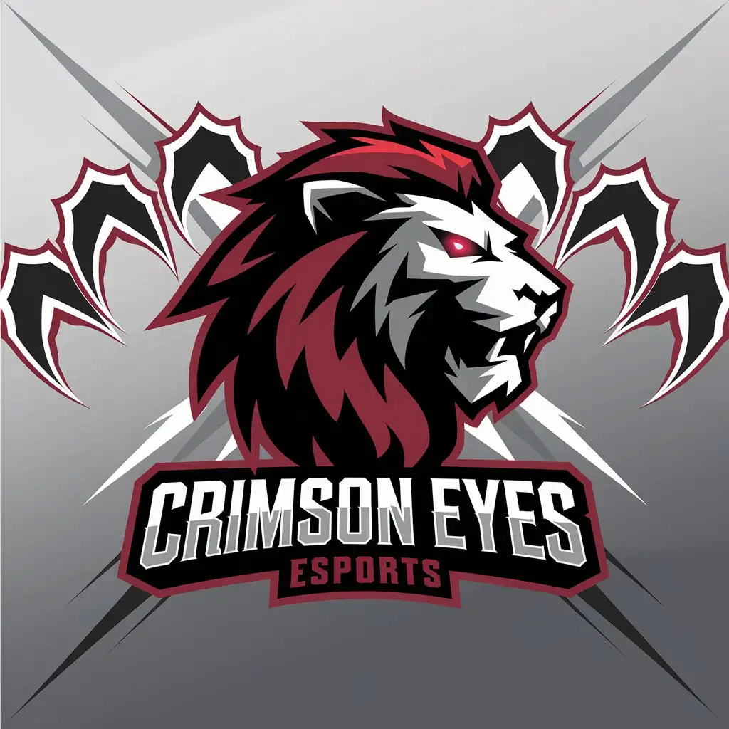 LOGO Design for Crimson Eyes Esports Fierce Lion with Crimson Eyes and Crossing Claws Theme