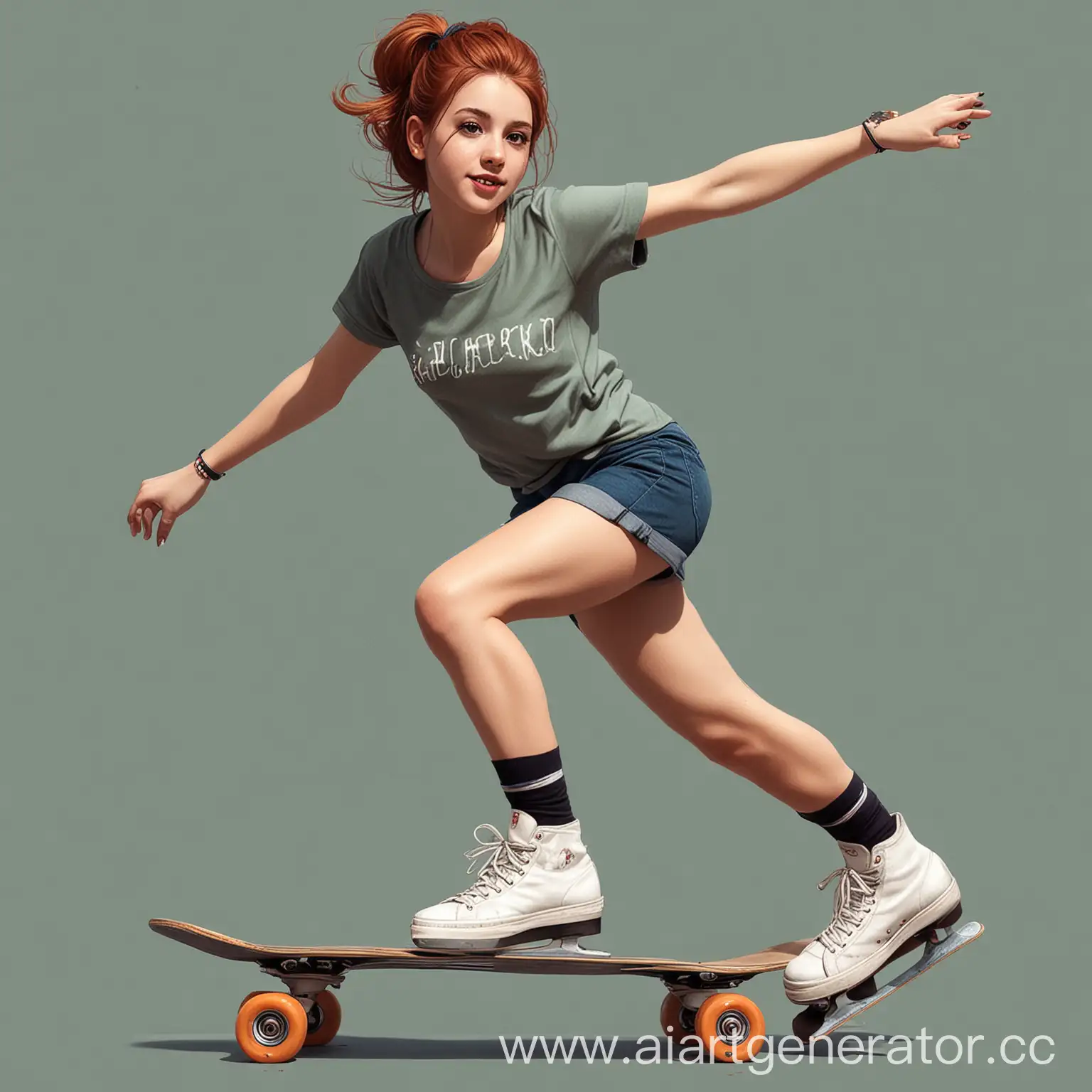 Young-Girl-Skateboarding-in-Urban-Park